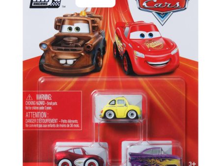 DISNEY   PIXAR CARS DIE CAST METAL MINI RACERS CRUISIN  LIGHTNING MCQUEEN, LUIGI & RAMONE CAR 3-PACK on Sale