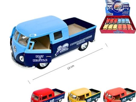 PULL BACK DIECAST 1:34 1963 VOLKSWAGEN BUS DOUBLE CAB PICKUP For Sale