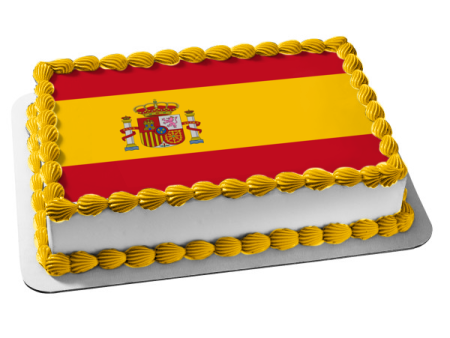 Spain Flag Crown Rojigualda Pillars Edible Cake Topper Image ABPID05294 Sale