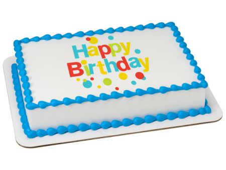 Very Happy Birthday Dots Edible Cake Topper Image on Sale