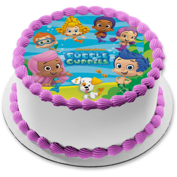 Bubble Guppies Log Gil Molly Deema Goby Oona Nonny Ocean Background Edible Cake Topper Image ABPID21904 Discount