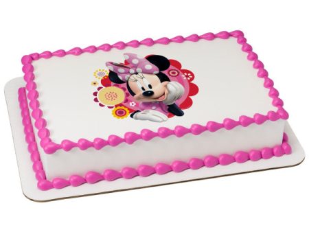 Minnie Dots & Daisies Edible Cake Topper Image on Sale