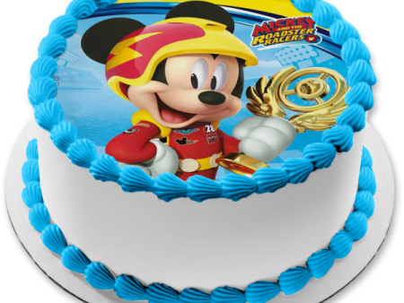 Disney Junior Mickey Mouse and the Roadster Racers Gold Trophy Edible Cake Topper Image ABPID21918 Online