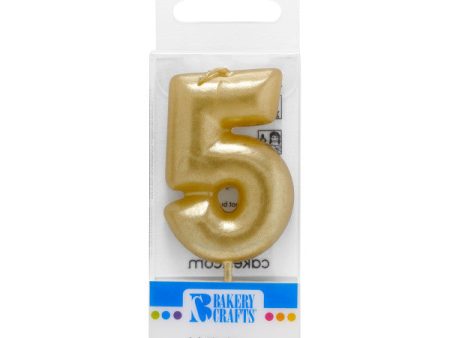 5 Mini Gold Numeral Candle on Sale