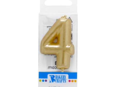 4 Mini Gold Numeral Candle Hot on Sale