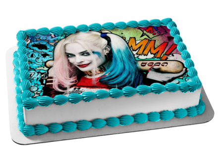 DC Comics Harley Quinn Graffiti Background Edible Cake Topper Image ABPID21848 Discount