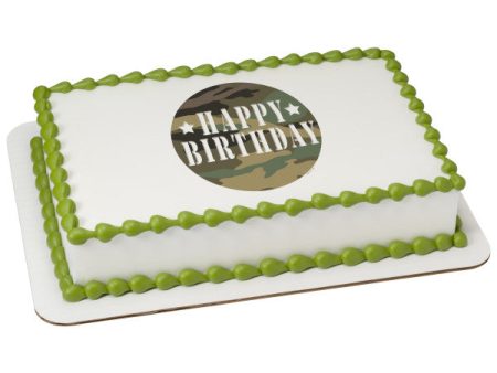 Camouflage Birthday Edible Cake Topper Image Sale