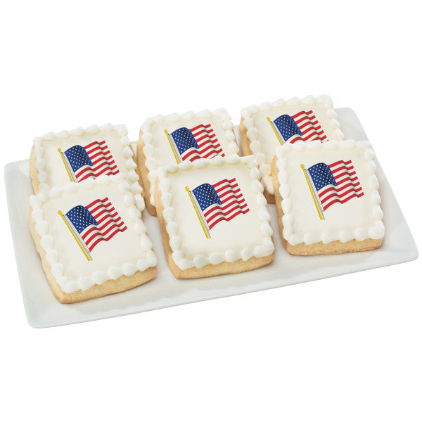 American Flag Edible Cake Topper Image For Sale