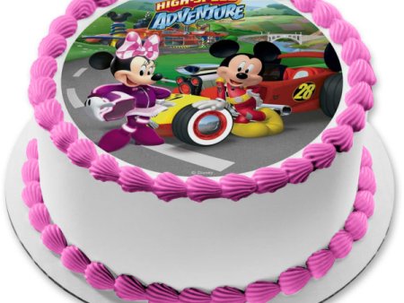 Disney Mickey Mouse and Friends Minnie Mouse High-Speed Adventure Race Car Edible Cake Topper Image ABPID21986 on Sale