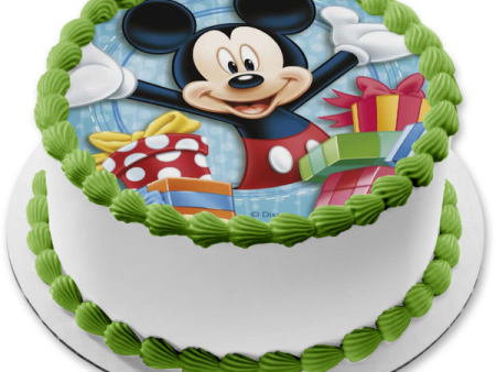 Disney Mickey Mouse Happy Birthday Presents Edible Cake Topper Image ABPID21960 Sale