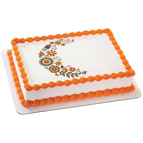 Autumn Flowers Edible Cake Topper Image Sale