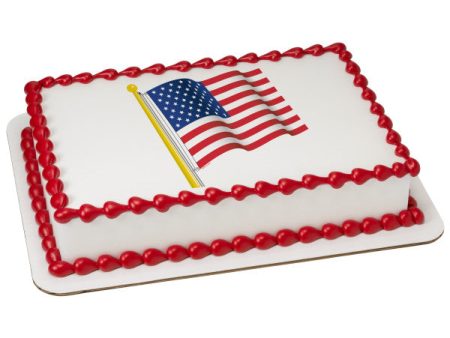 American Flag Edible Cake Topper Image For Sale